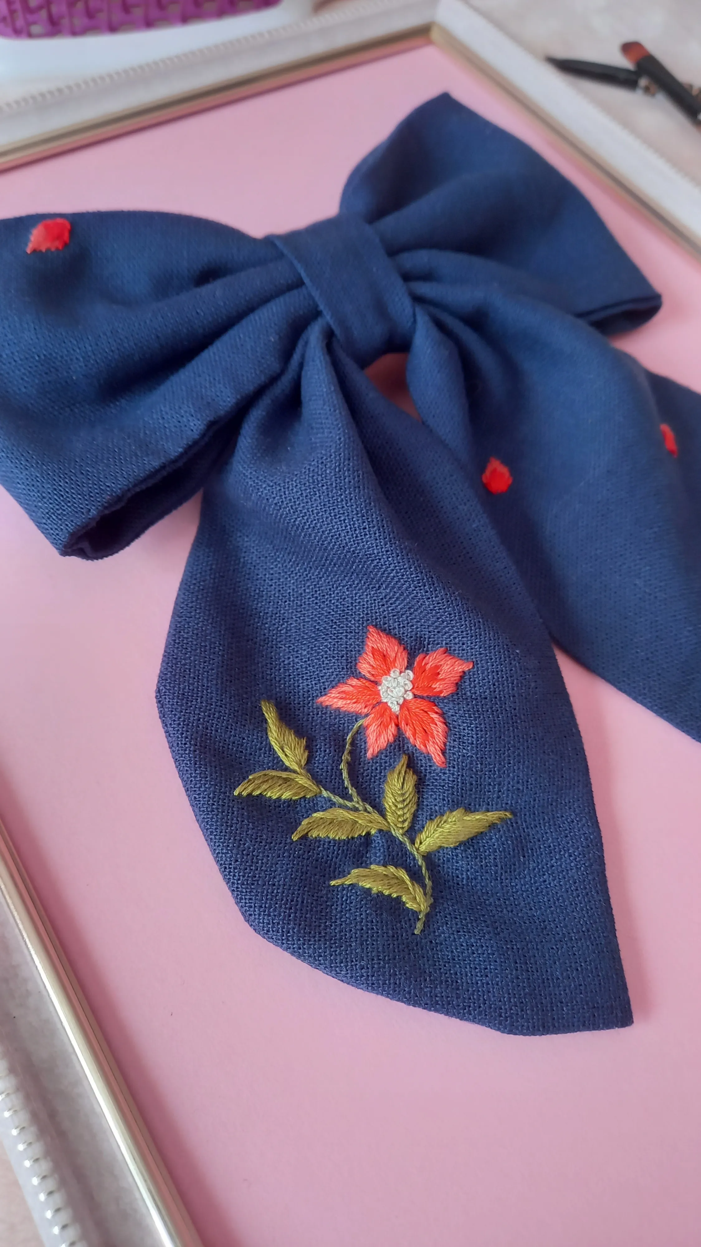 Бантик ручної роботи «Синій елеганс» — фото 3